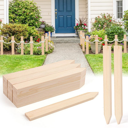 Yeghujar 24Pcs wooden stakes provide sturdy plant support for tomatoes and peppers in the garden.