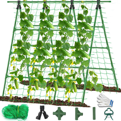 Yeghujar A-frame cucumber trellis provides sturdy vertical support for climbing plants.