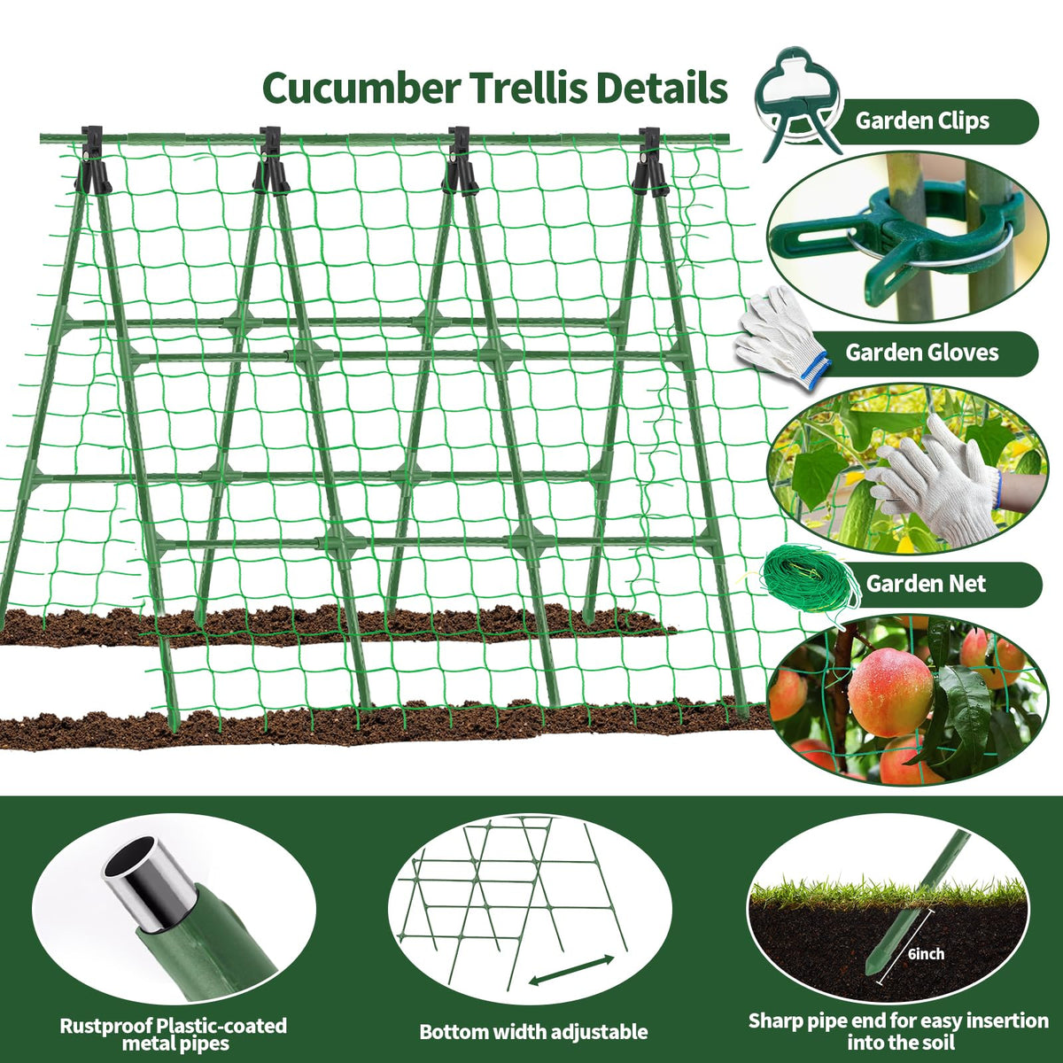Yeghujar A-Frame cucumber trellis gloves protect hands during setup
