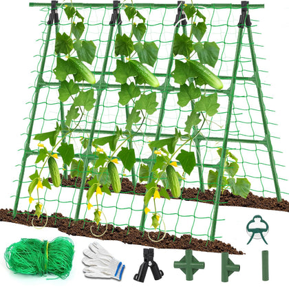 Yeghujar A-Frame cucumber trellis netting supports heavy vines for vertical growth