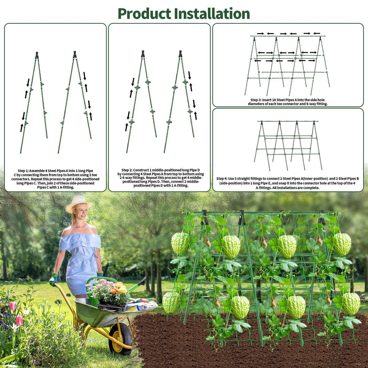 Yeghujar A-Frame cucumber trellis portable design for seasonal moves