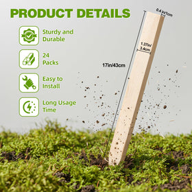 Yeghujar plant-support stakes in pinewood ease garden installations for vines and vegetables.
