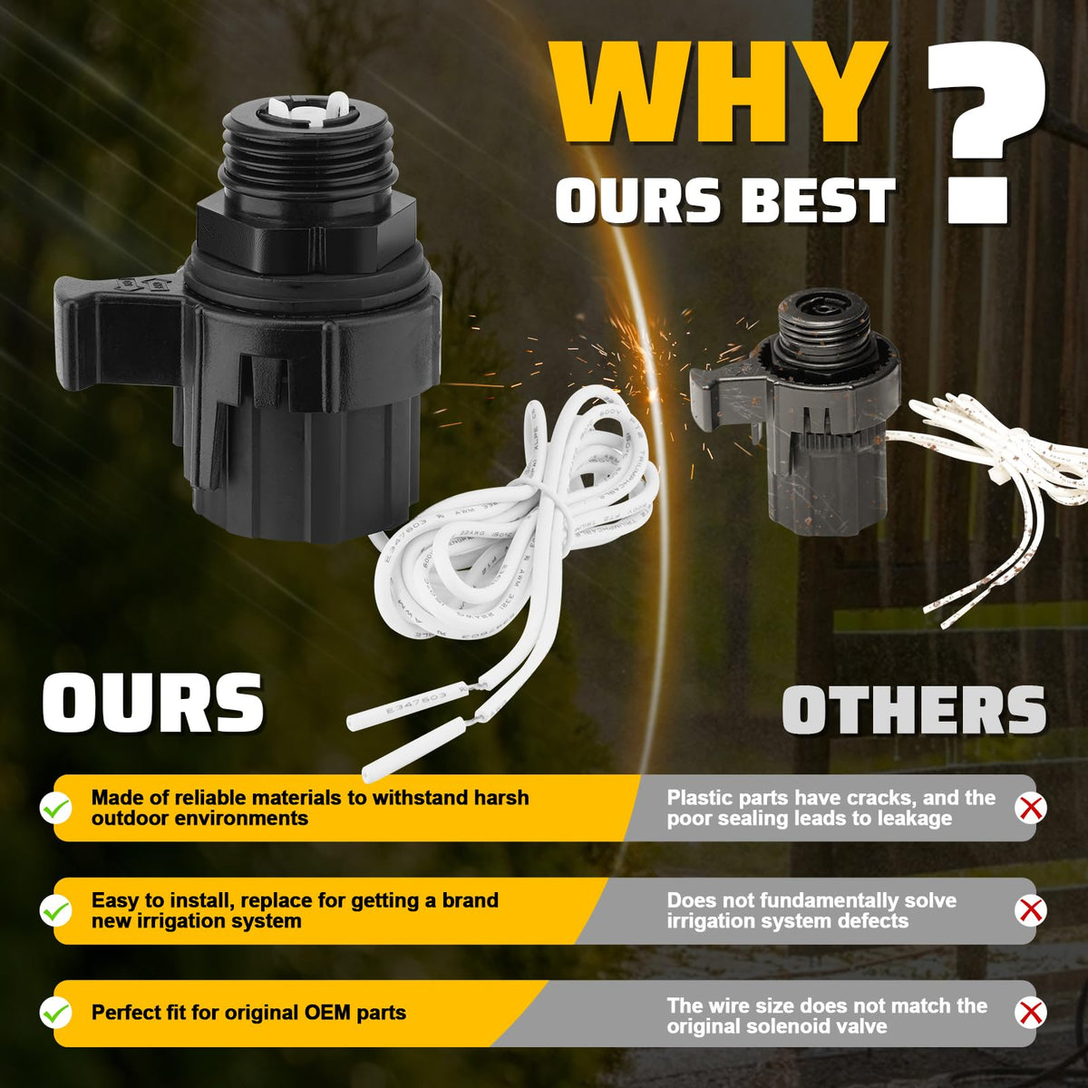 YEHERIT solenoid kit corrosion-resistant materials shown for extended outdoor performance
