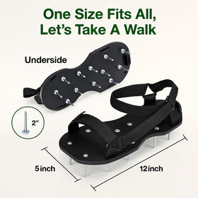 YEIZWNI spiked sandals provide secure fit for hands-free walking during aeration.