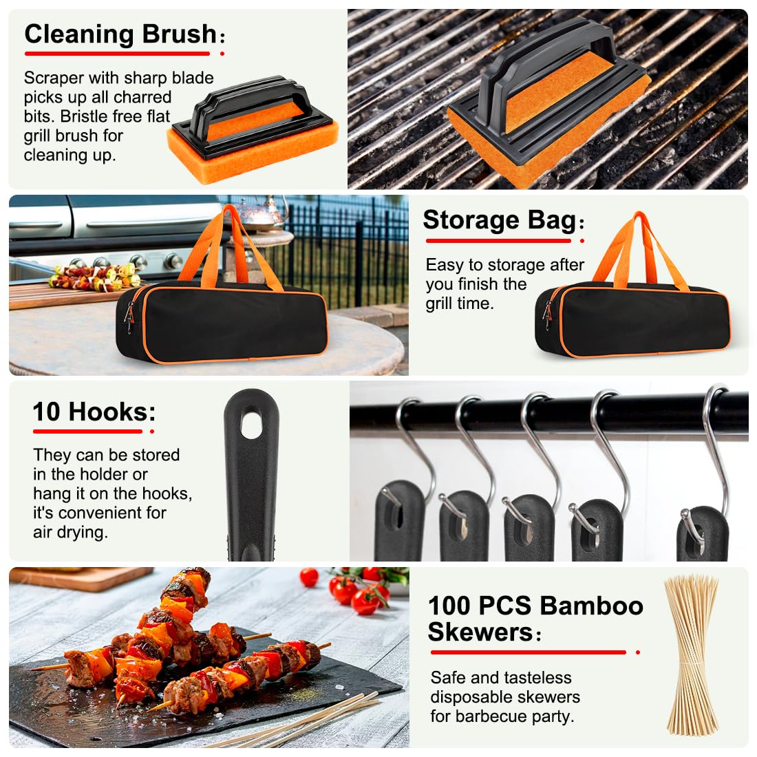 Yekale storage bag with hooks keeps utensils organized for outdoor cookouts.