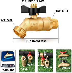 YELUN butterfly handle detail on brass valve for smooth operation.