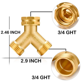 YELUN brass garden faucet adapter fits standard 3/4-inch threads for easy setup
