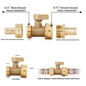 YELUN brass valve with swivel ends for easy hose attachment.