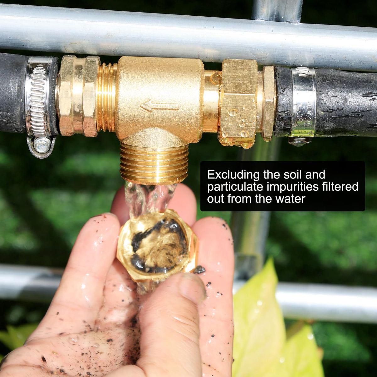 YELUN garden hose filter connection showing 3/4 inch GHT inlet and outlet