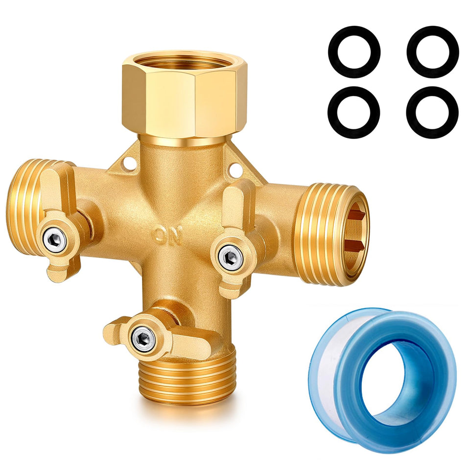 YELUN garden hose splitter in brass with high-flow performance for multi-task watering