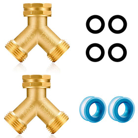 YELUN brass hose splitter with a 2-way connector for versatile watering