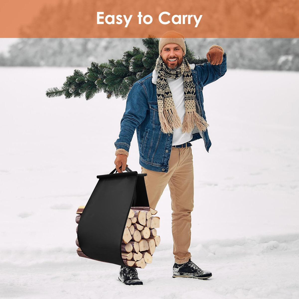 YENGOTH firewood rack outdoors in use illustrates weather-resistant rust-proof performance.