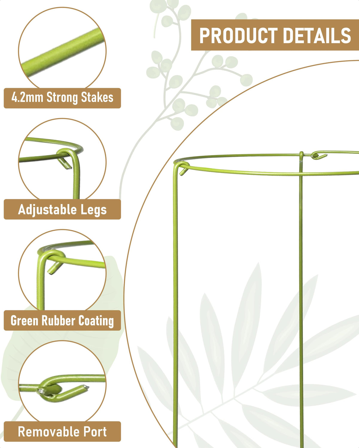 YEOAUM rubber-coated steel ring frame protects stems and roots during setup