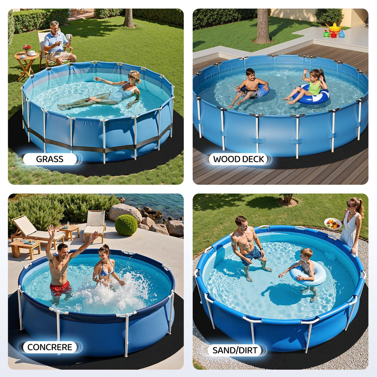 Yeomant pool pad weed barrier feature helps prevent weed growth under the pool.