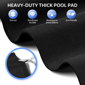 Yeomant thicker 18ft pool pad dense texture closeup highlights puncture resistance.