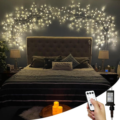 Yepfom enchanted willow vine lights on wall for warm, inviting decor.