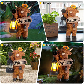 YEPOTUE welcome-sign cow statue brightens front door and garden paths.