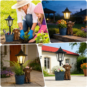 YEPOTUE planter-filled Highland cow statue blends greenery and sculpture
