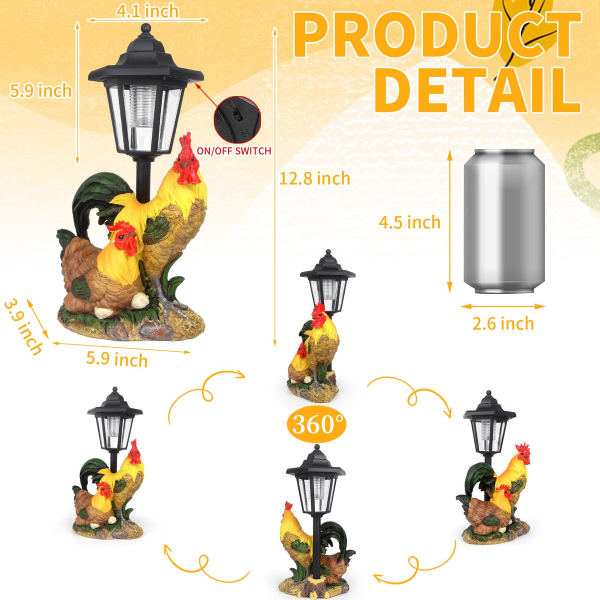 YEPOTUE solar panel powers daily lighting for evenings.