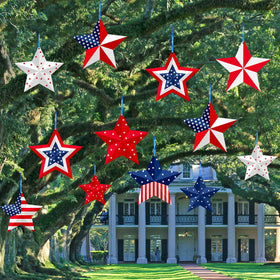 Yerliker 4th of July hanging star yard sign for easy lawn decor on trees and porches