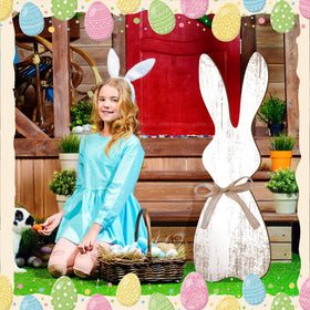 Yerliker bunny decor stands 90 cm tall for visible yard decoration.
