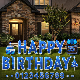 Yerliker Happy Birthday yard signs with stakes and LEDs brighten outdoor parties