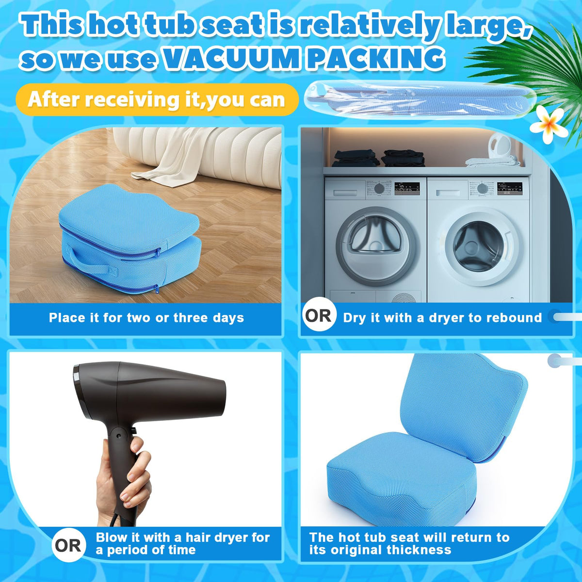 Yerliker hot tub seat with lumbar-support cushion for added back comfort.