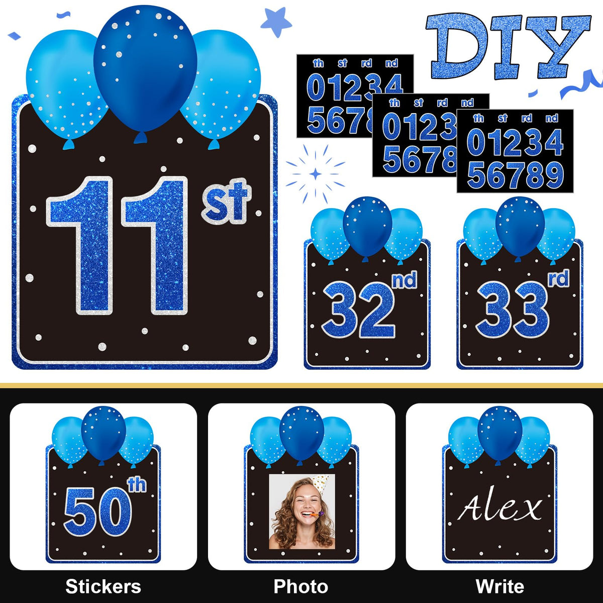 Yerliker number sticker sets for easy age customization