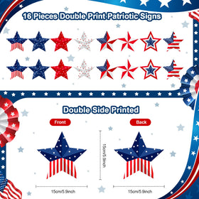 Yerliker patriotic star garden sign with red, white and blue design; great for yard decor