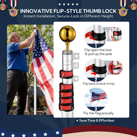 Yescom EZ GO flip-lock nylon secures each section during windy days.
