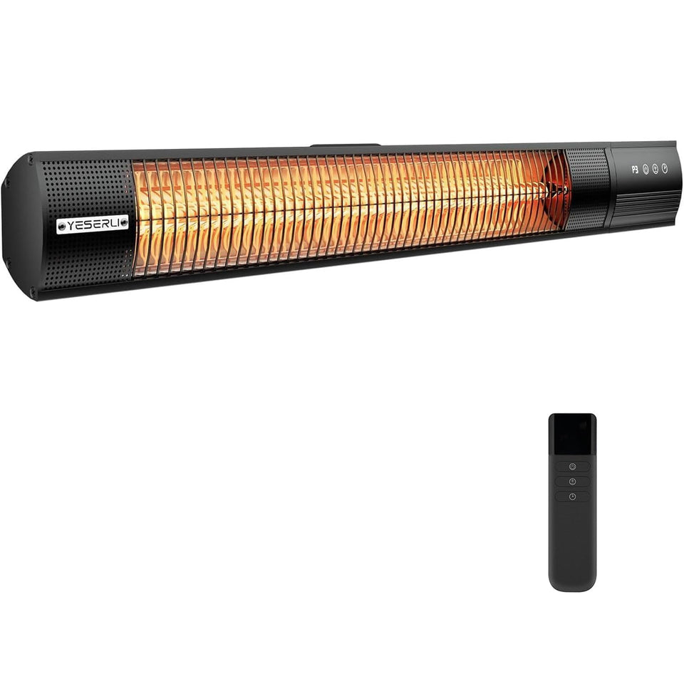YESERLI electric patio heater wall-mounted with remote delivers quick warmth outdoors.
