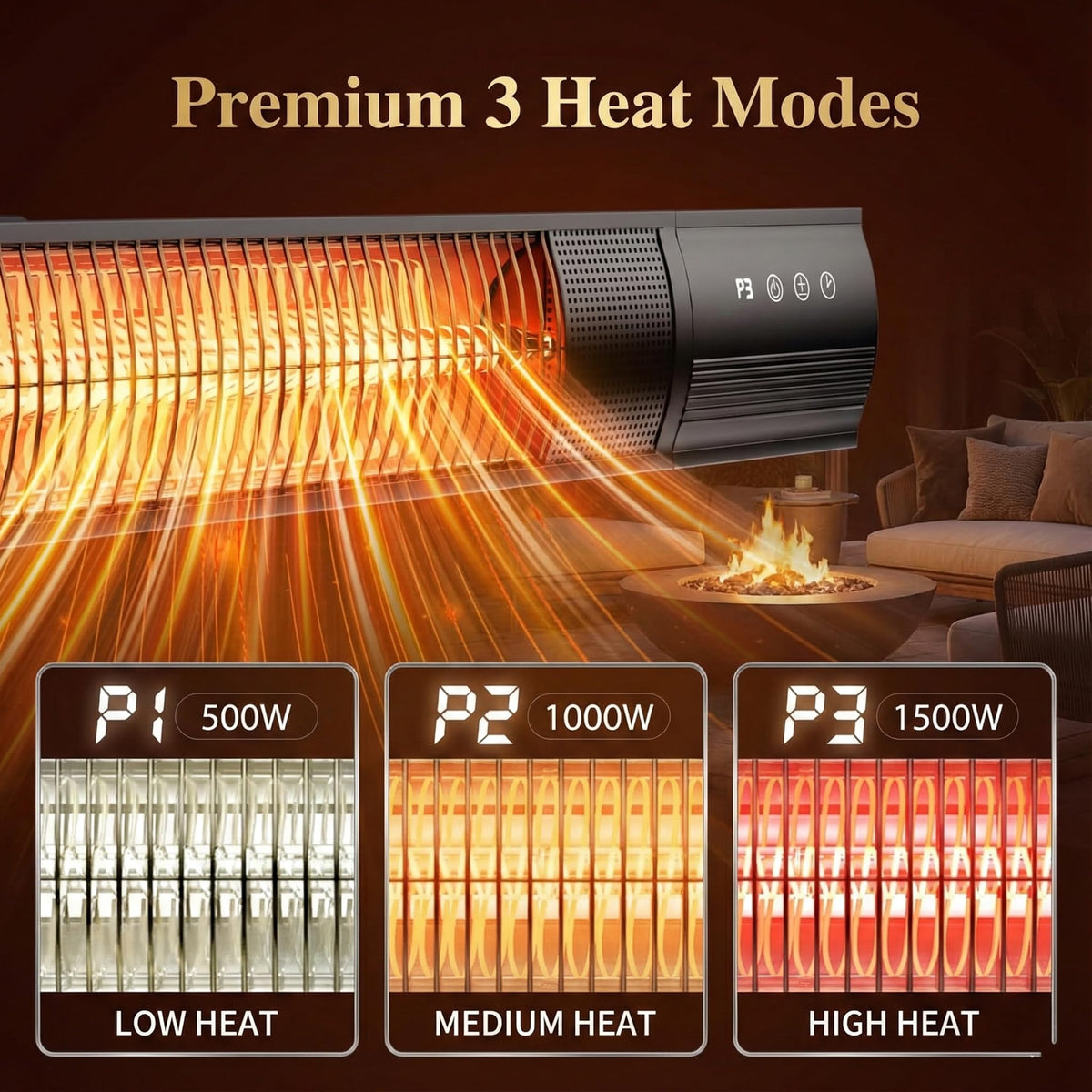 YESERLI IP65 waterproof outdoor heater withstands rain and dust.