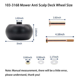 YESHINDA universal deck wheels kit showing compatibility with Exmark Toro mowers