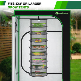 Yesker drying rack outdoors in garden demonstrates versatile drying options.