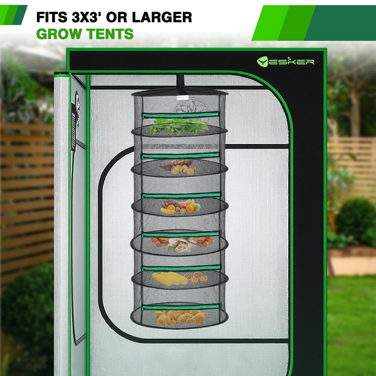 Yesker foldable six-layer drying rack folded with storage bag included for travel