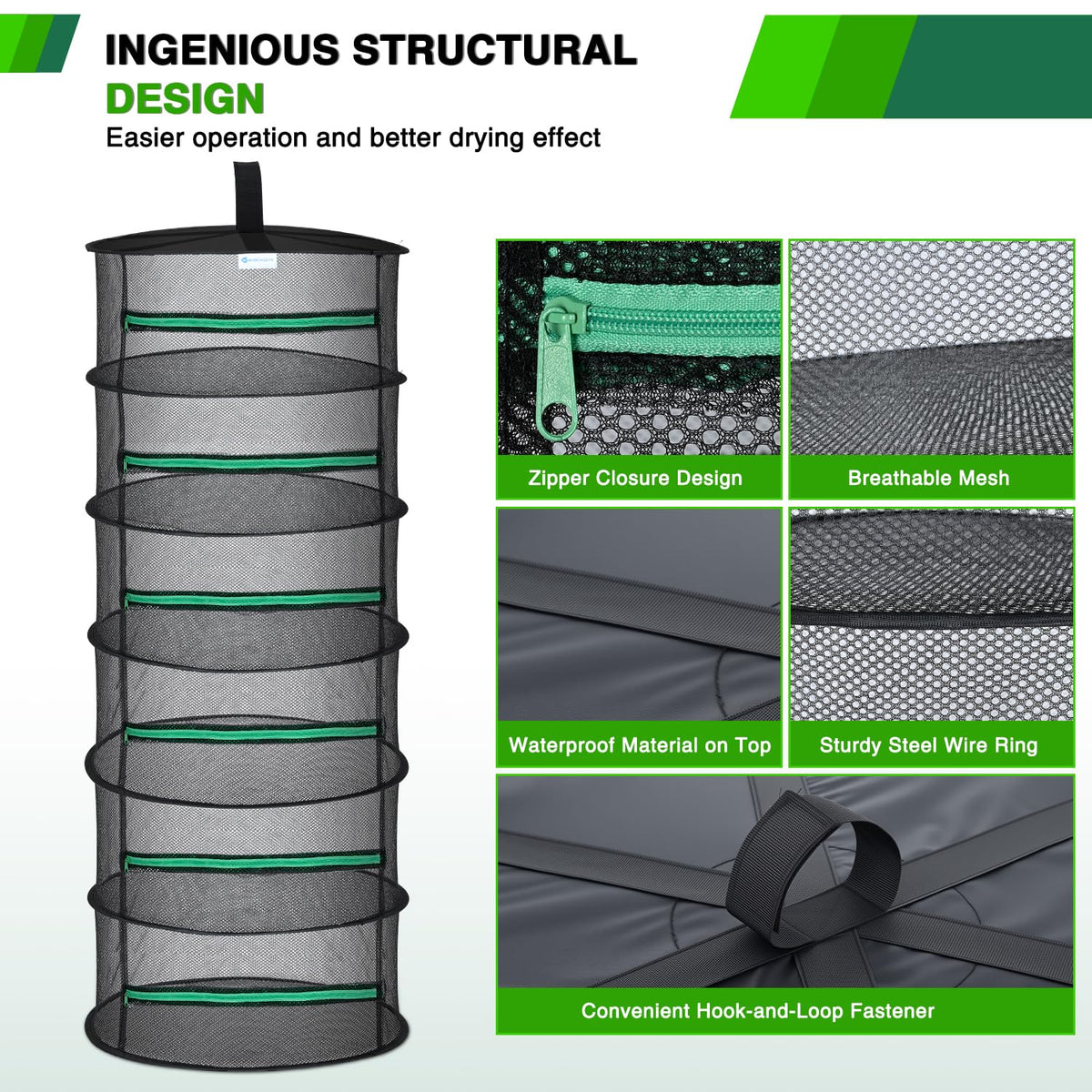 Yesker foldable six-layer drying rack open setup with airy mesh for fast drying