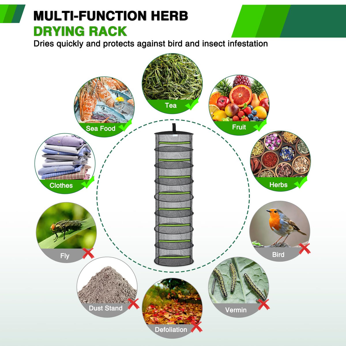 Yesker foldable drying rack structure shown for easy storage after use.