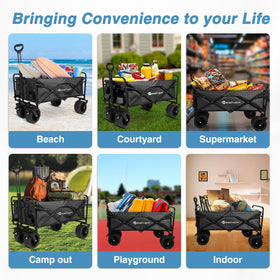 Yesker Foldable Wagon garden tools transport across the yard.
