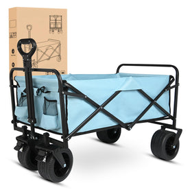 Yesker Foldable Wagon folded for easy storage and transport