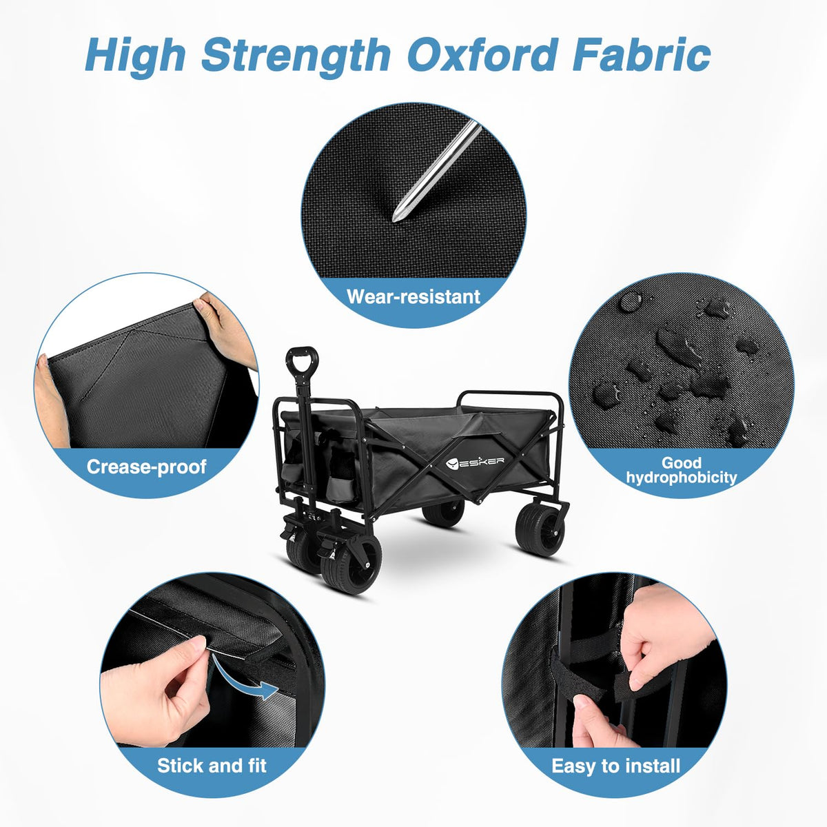Yesker Foldable Wagon pull handle enables effortless maneuvering.