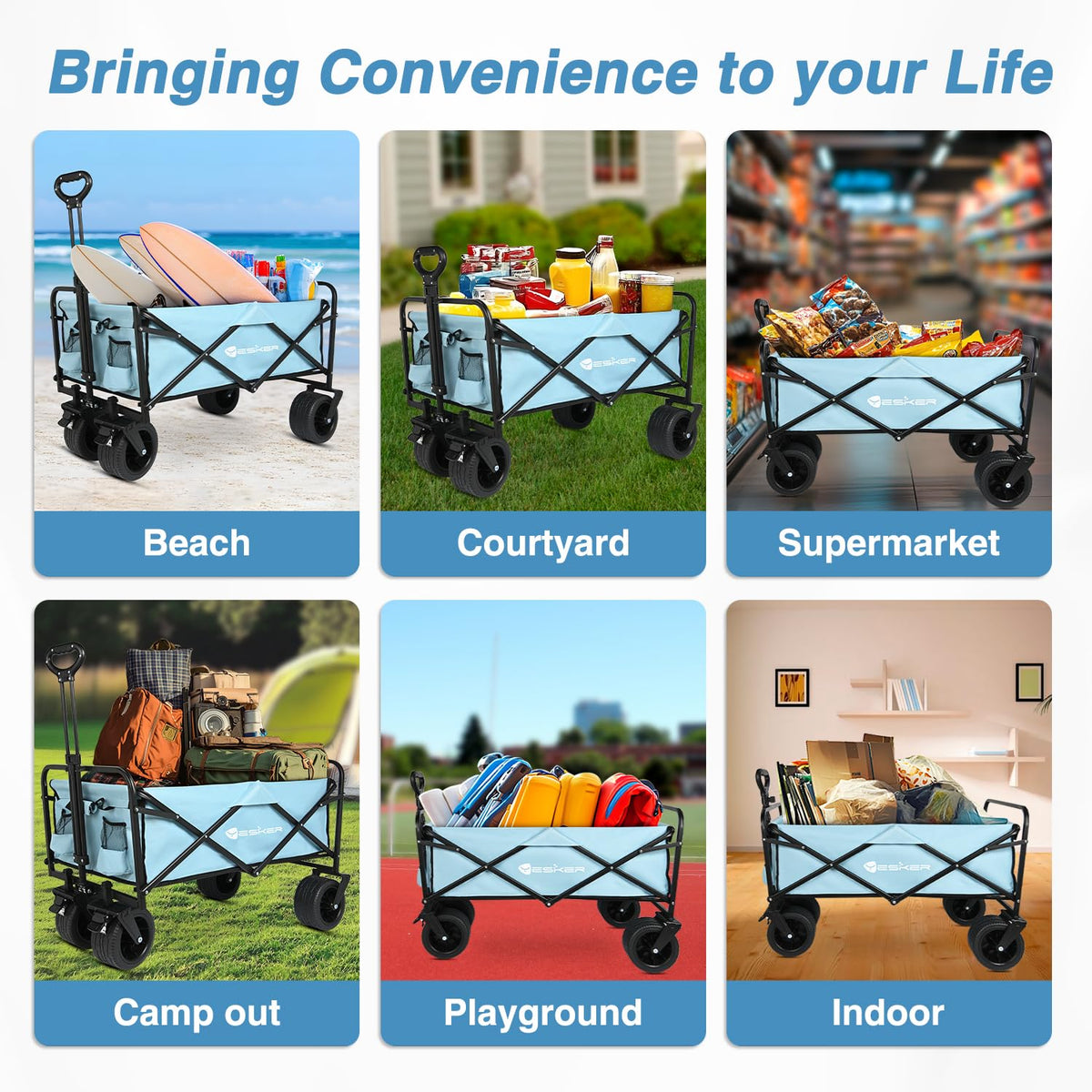 Yesker Foldable Wagon fits in car trunk for trips