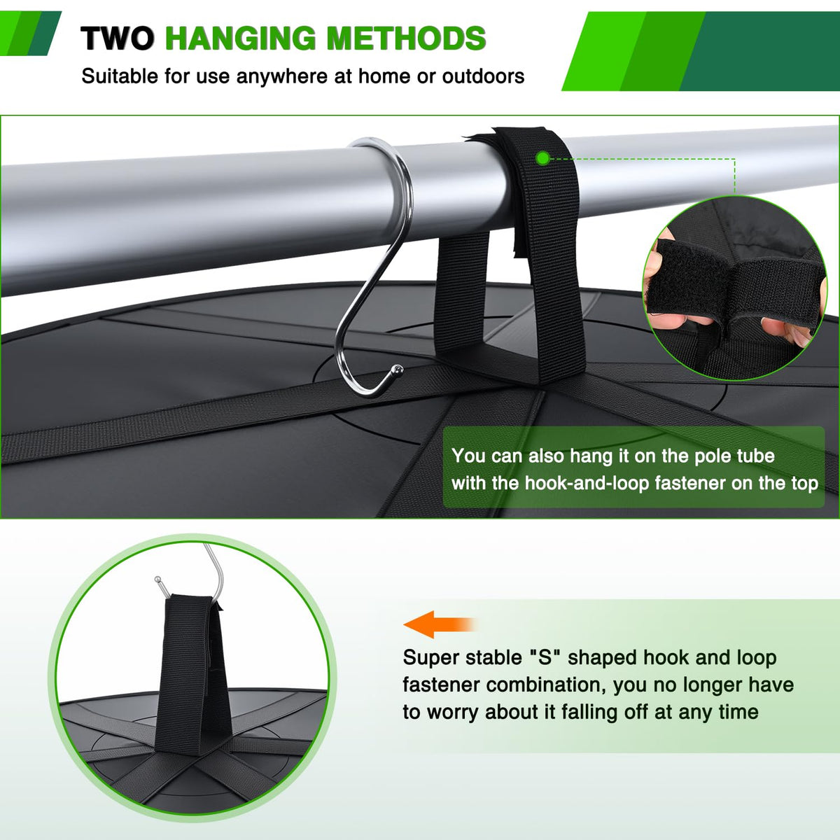 Yesker green zipper closure keeps herbs protected from wind and dust