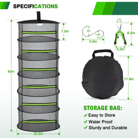 Yesker mesh layers with ample spacing promote quick, even drying.