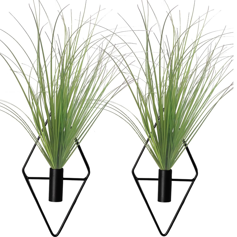 YESKY diamond-shape metal hanging planter with artificial plants for vibrant walls