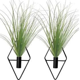 YESKY diamond-shape metal hanging planter with artificial plants for vibrant walls
