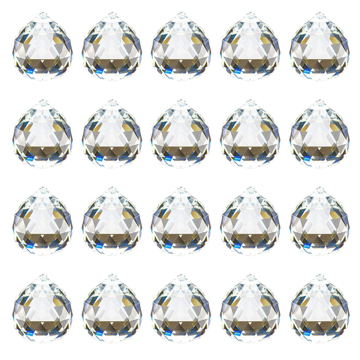 Yesland 20-pack crystal ball prisms 40mm creates vivid rainbows in sunlight.