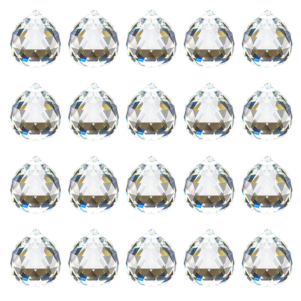 Yesland 20-pack crystal ball prisms 40mm creates vivid rainbows in sunlight.