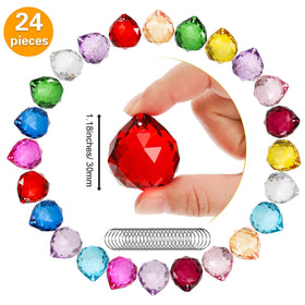 Yesland 24-pack colorful prisms ideal for chandeliers and festive decor.