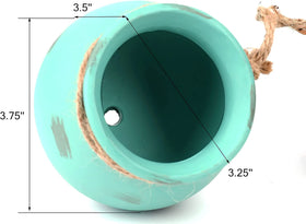 Yesland ceramic hanging mini planter in green, great for herbs or succulents.