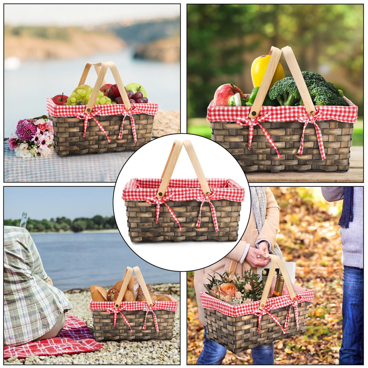 Yesland small basket measures 13.5 by 8.25 by 6.5 inches for compact packing.